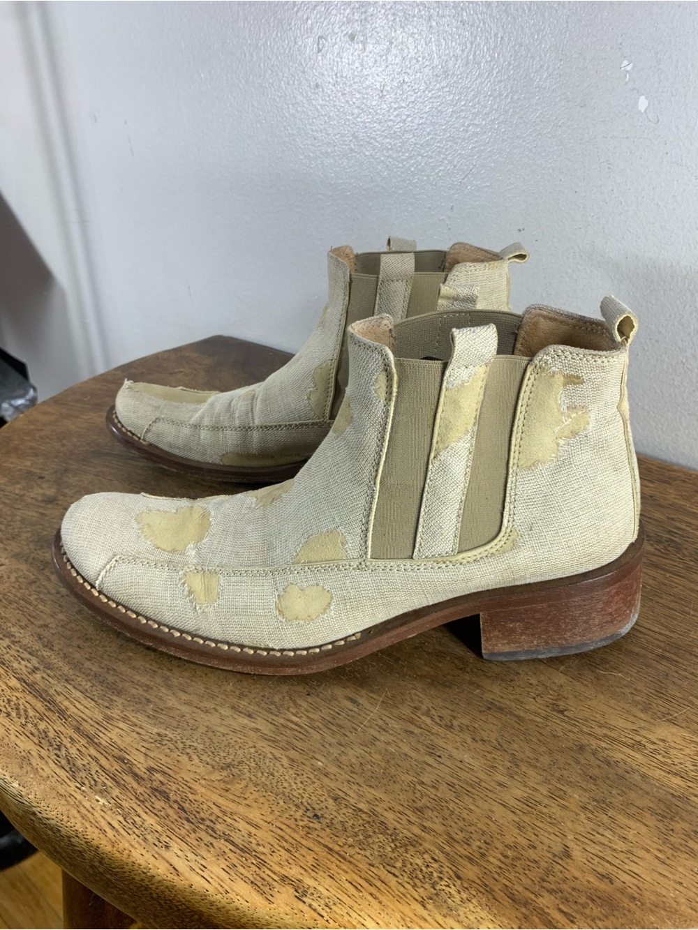 Vintage Cortina Made In Italy Distressed  Chelsea Boots Beige Artisan